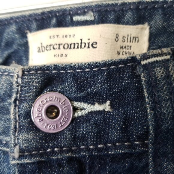 Abercrombie Girls 8 Slim Distressed Ripped Rhinestones Jeans - Picture 4 of 9